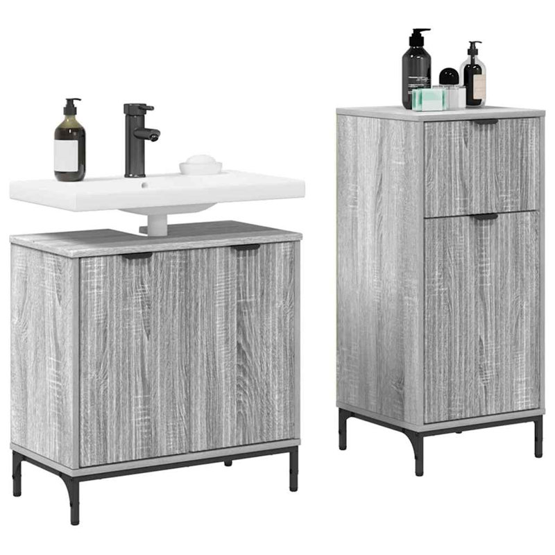 Bathroom Storage Furniture Set, Grey Sonoma