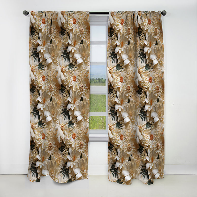 Motif tropical de dentelle tropicale I - Rideau floral - Rideau occultant floral - 1 panneau, L 52 po x L 84 po