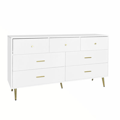 Commode 7 tiroirs avec poignée dorée
