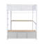 Metal Gaming Loft Bed With LED, Desk, Open Wardrobe And 3 Linen Storage Drawers
