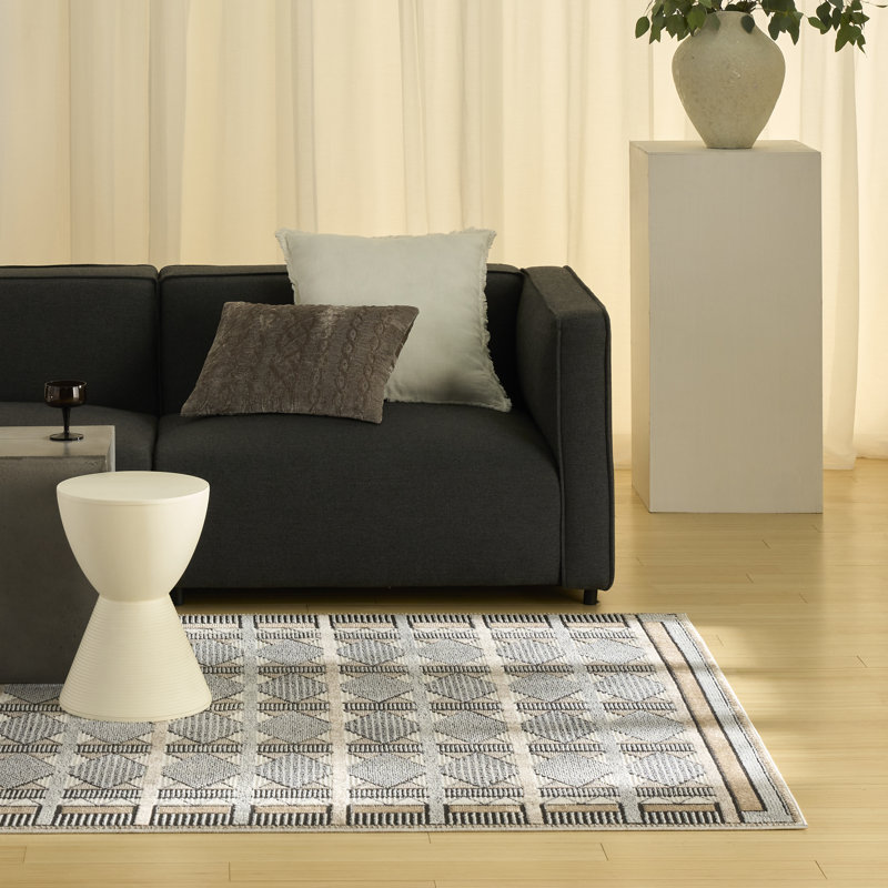 Alisah Geometric Machine Made Area Rug, Rectangle 152 x 213 cm, Ivory Multi
