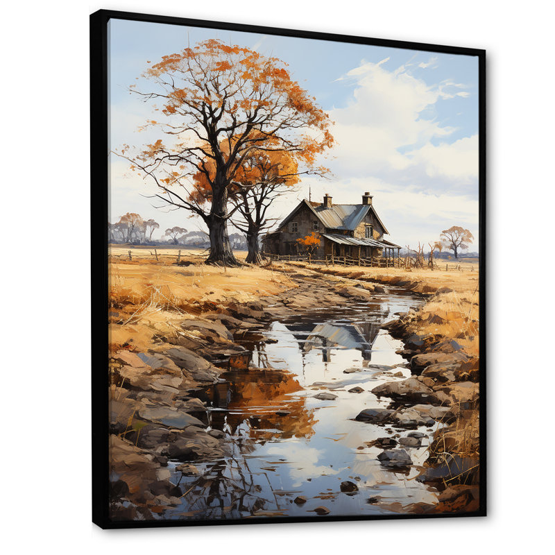«Farmhouse Rustic Retreat I», reproduction sur toile, Cadre flottant noir, H 32 po x l 24 po x P 1 po
