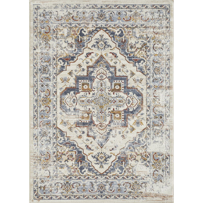 Tapis oriental en polypropylène tissé à la main Kelston, Rectangle 4 pi x 6 pi