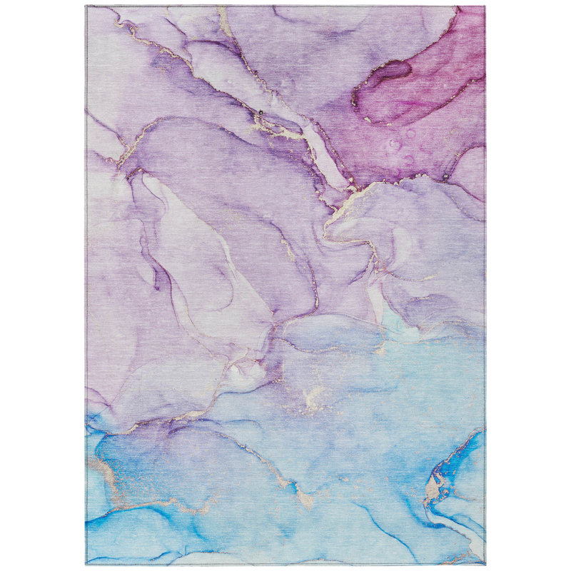 Tapis intérieur lavable abstrait 10 pi x 14 pi mauve