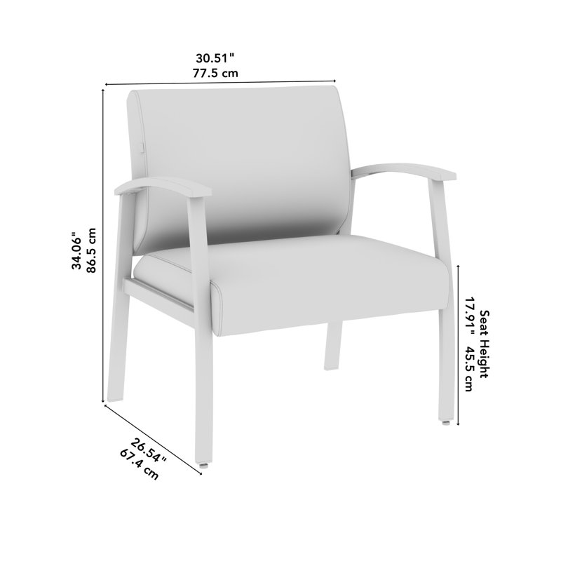 Black Vinyl Bariatric Waiting Room Chair with Metal Frame