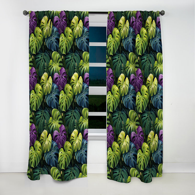 Monstera Enchantment Tropical Motif II - Rideau floral - Rideau occultant - 1 panneaux, L 52 po x L 63 po