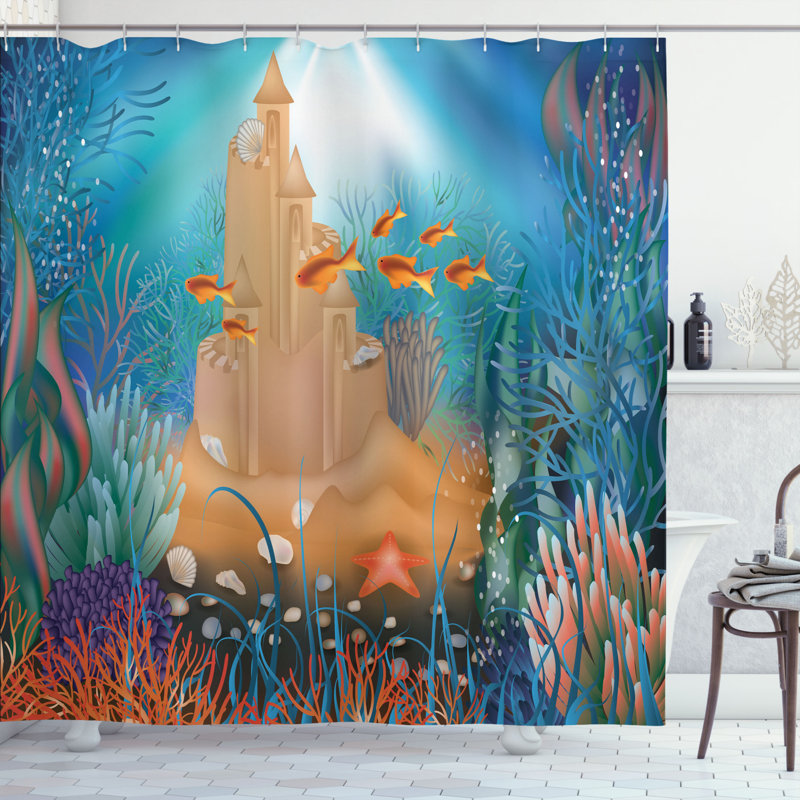 Shower Curtain with Hooks Included, 70" H x 69" W