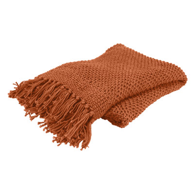 Jeté 100% coton tissé orange