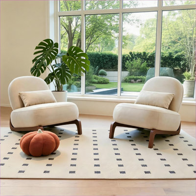Fauteuil de chambre à accoudoirs sans accoudoirs en similicuir beige