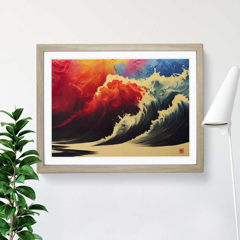 XH1022-2253X Colourful Wave Vol.3 - Single Picture Frame Print, Oak Framed, 34cm H x 46cm W x 2cm D