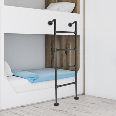 4-Step Wall-Mounted Straight Ladder Black Loads 440.92Lbs (Size: 57.48In/146Cm)