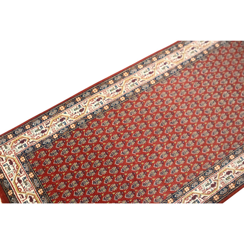 Hand Knotted Wool Area Rug in Red And Cream