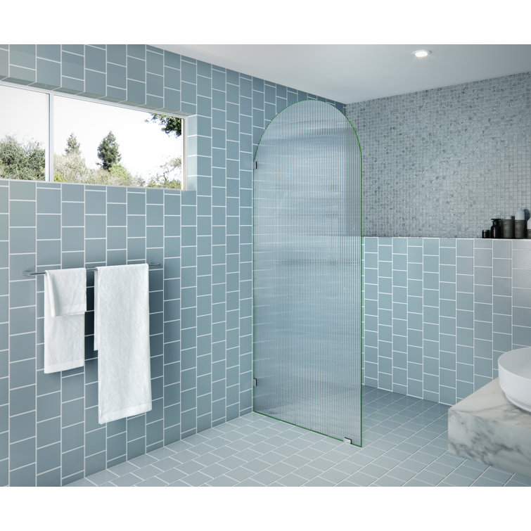 Maven 32 in. x 86.75 in. Fully Frameless Arched Fluted Single Fixed Shower Panel