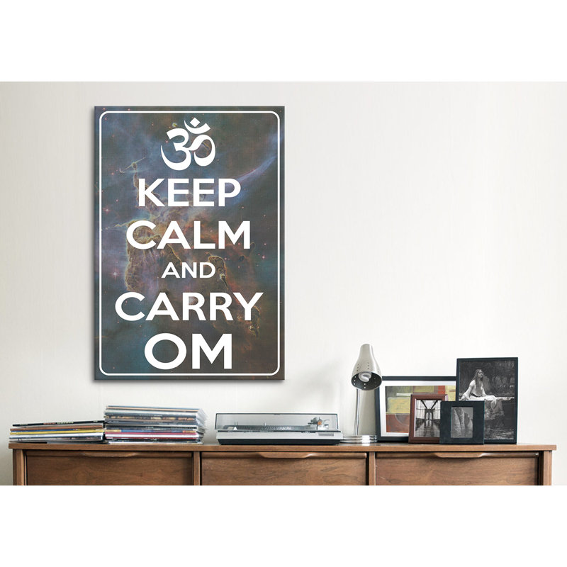 «Keep Calm and Carry Om», art textuel sur toile, H 40 po x l 26 po x P 1,5 po, Toile tendue, Pas de tapis