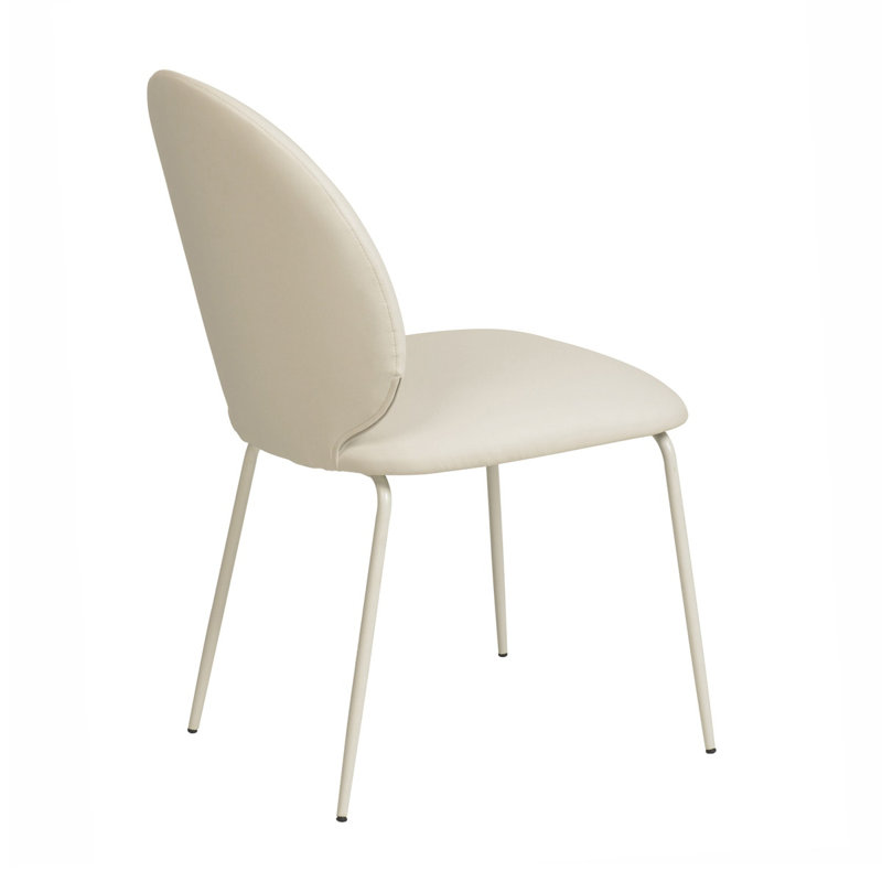 Cream Vegan Leather and Iron Side Chairs, Set of 2