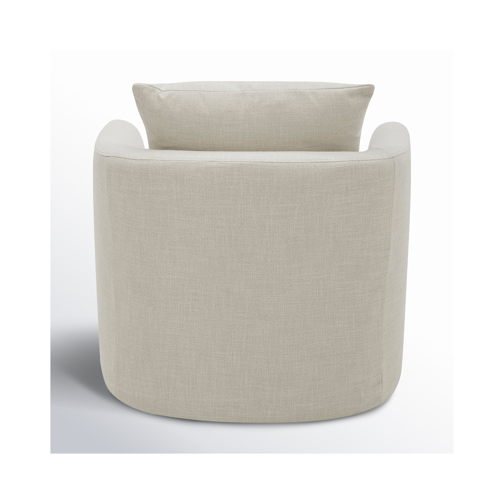 Menta Upholstered Swivel Barrel Chair, Effie Linen Performance Linen