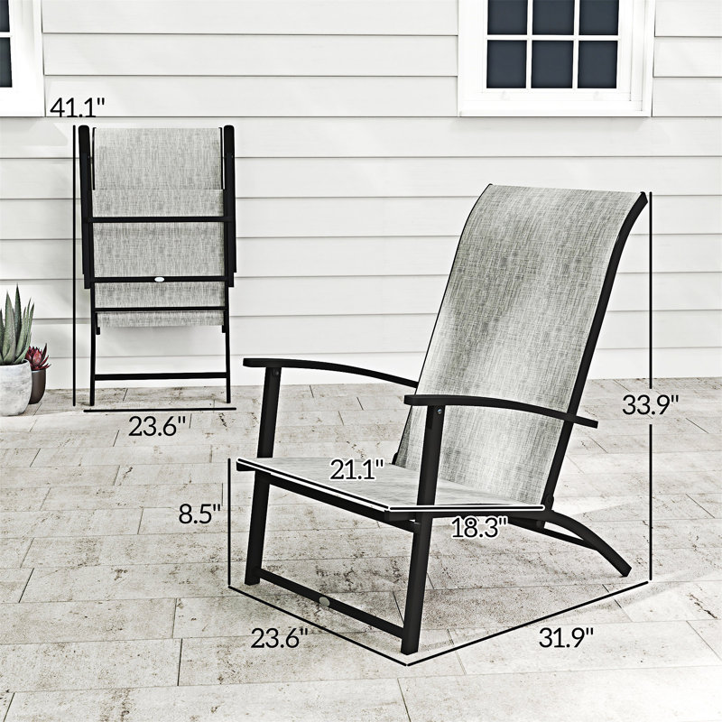 Ensemble de 2 chaises d'extérieur pliantes, Gris