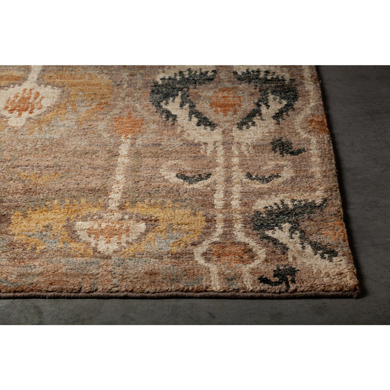 Hetty Hand Knotted Jute / Sisal Ikat Area Rug in Brown, Rectangle 9' x 13'