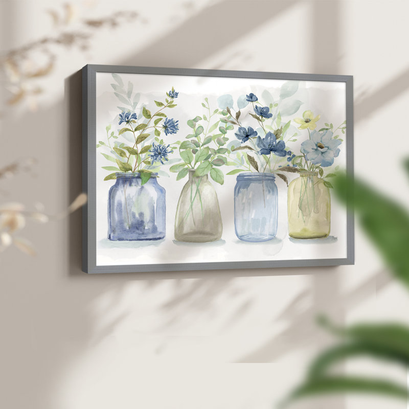 Blue Pickings - Reproduction encadrée - Restickable, H 8 po x l 10 po, Gris