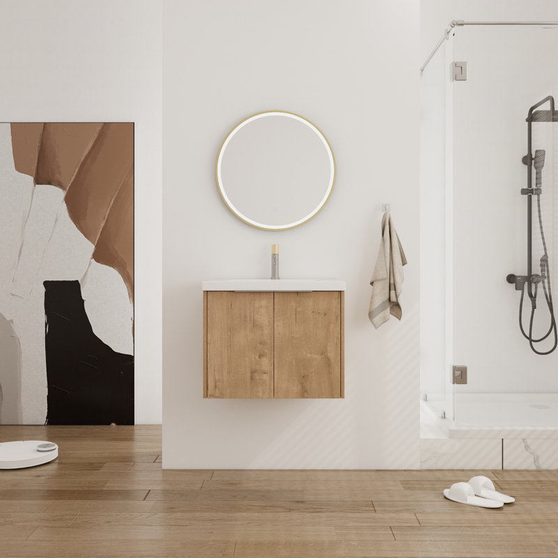 Meuble-lavabo simple avec plateau 23,94 po Sivansh, Chêne