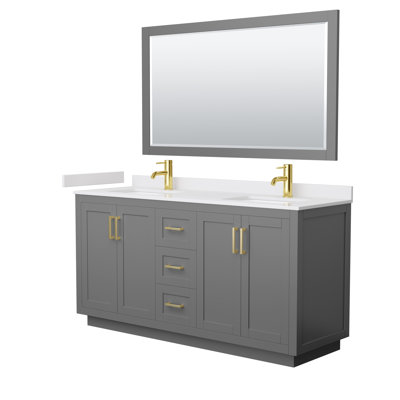 Miranda 66" Freestanding Double Bathroom Vanity with Cultured Marble Top with 58" Mirror