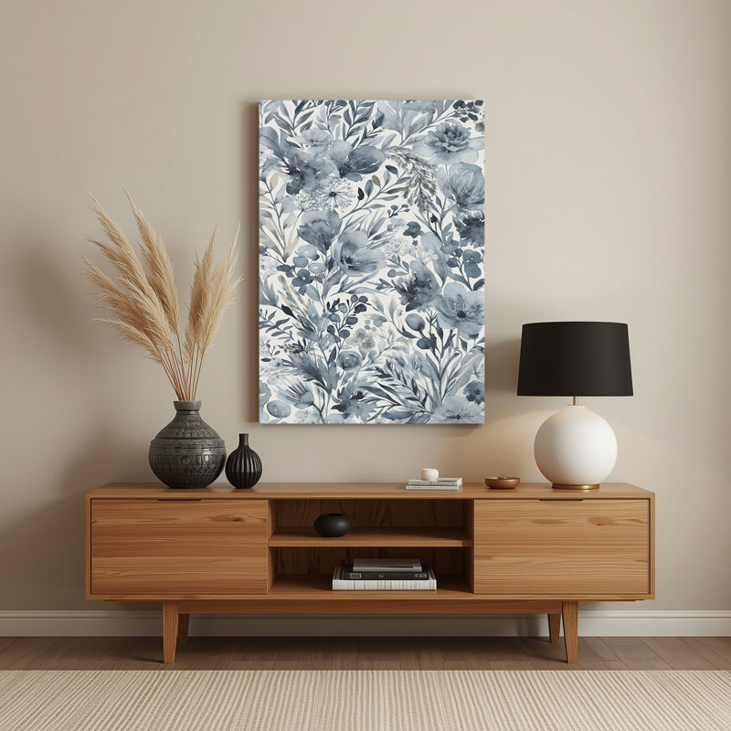Art mural aquarelle floral bleu 69, H 24 po x l 20 po