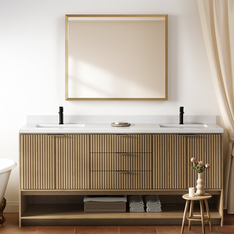 Ensemble de meuble-lavabo gris Maxbano , 72", Chêne gris