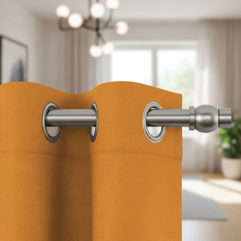 Jeffro Pair of Eyelet Blackout Curtain Panels, 228.6cm Width x 137.16cm Drop, Ochre