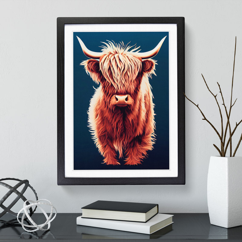 XV1022-4351X Superb Highland Cow - Single Picture Frame Painting, 64cm H x 46cm W x 2cm D, Black
