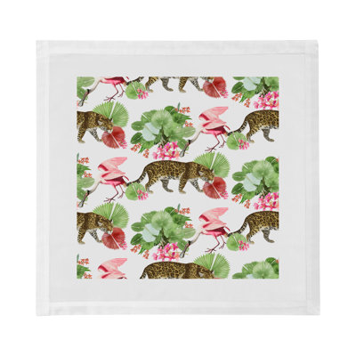 Leopard Walk Hemstitch 22" Linen/Cotton Napkin