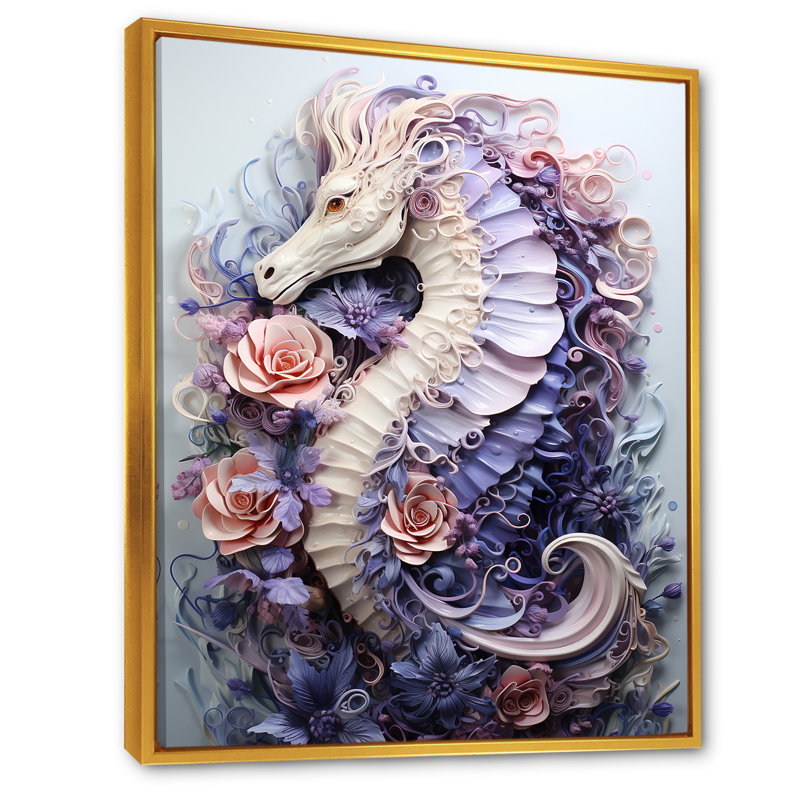 Marine Seahorse Composition, reproduction sur toile encadrée, Cadre flottant doré, 44" H x 34" W