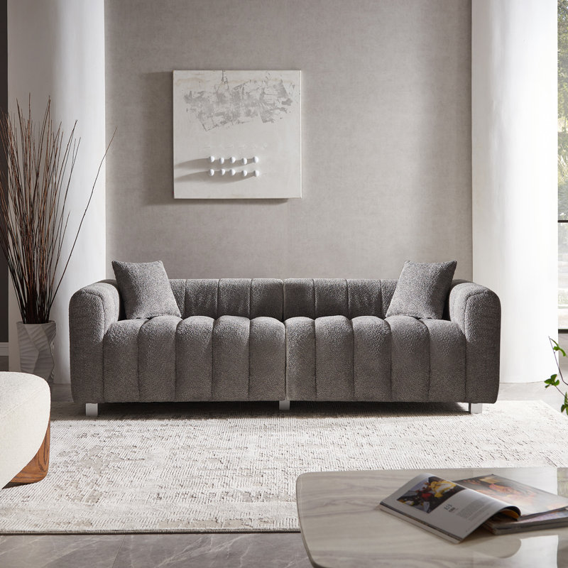 87.4'' Premium Velvet Sofa 3-Seater Loveseat, Gray