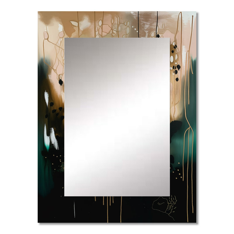 Black Chaos III - miroir mural abstrait, miroir décoratif moderne, impression d'art en métal, 32 po x 24 po