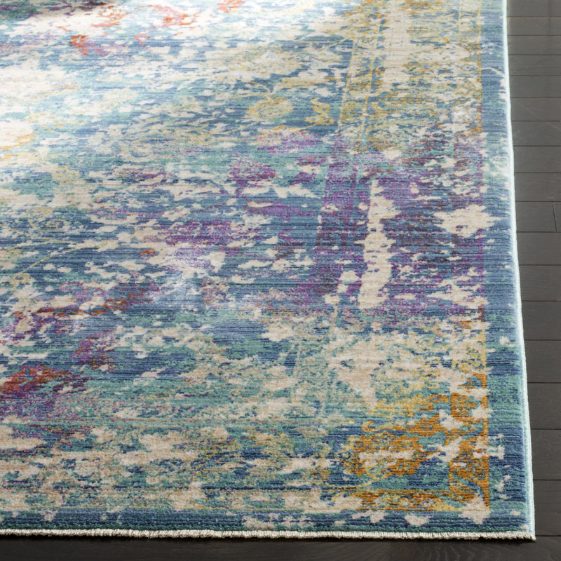 Tapis vert/beige/mauve Mellie, Tapis de couloir 3 pi x 12 pi