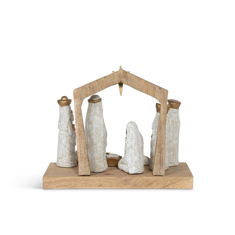 Nativity Scene Carved Wooden Sculpture