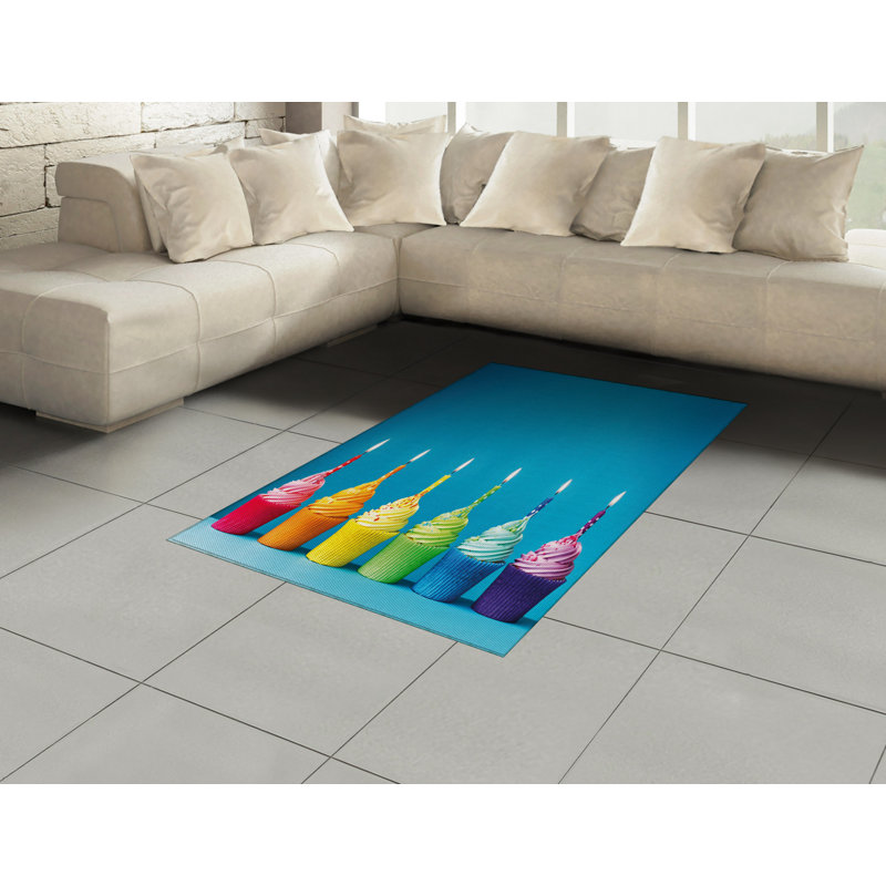Rainbow High Density Long Fiber Poly Threads Decorative Area Rug Carpet, Rectangle 2'7" x 5'