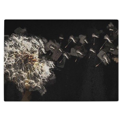 Tempered Glass Dandelion Seeds in Flight Chopping Board