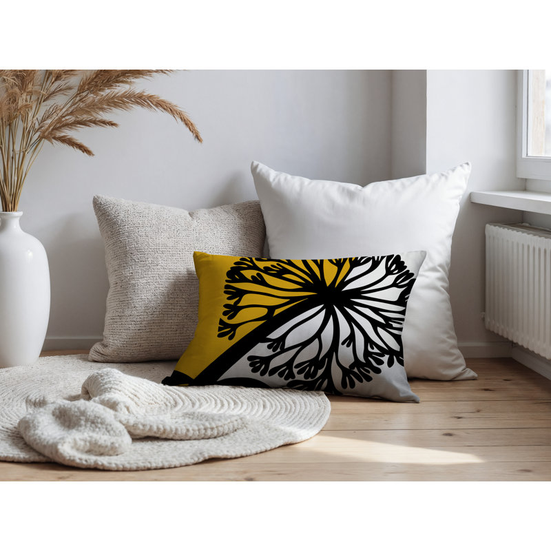 Oreiller rectangulaire réversible intérieur / extérieur Aldy, Jaune, Rectangle H 14 po x l 20 po