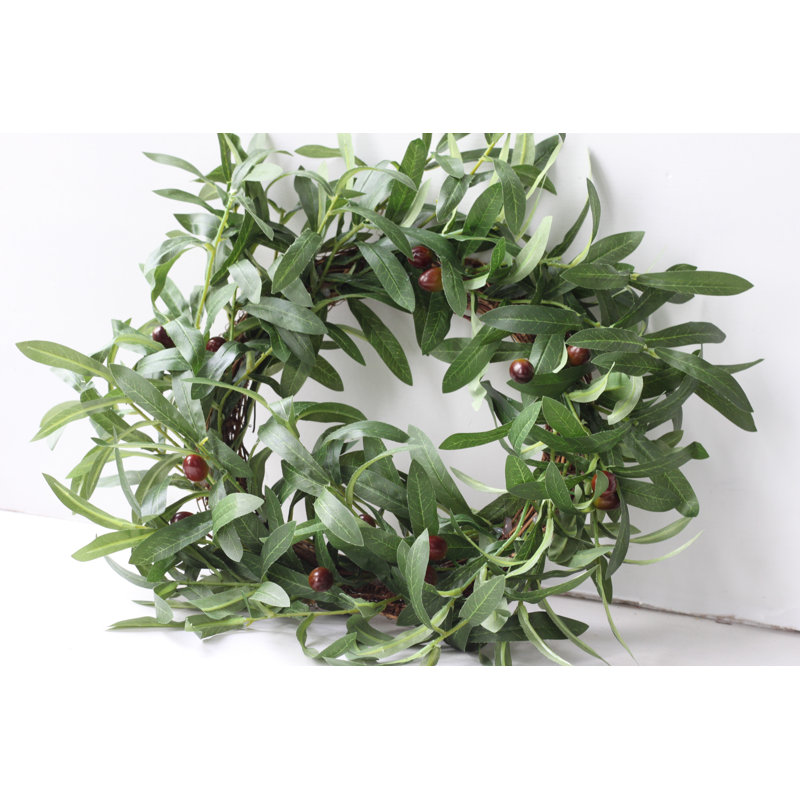 Couronne verte en simili olive faite à la main 16 po 16 po