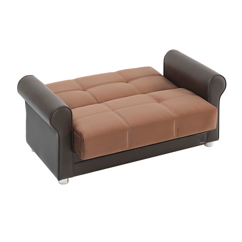 Causeuse convertible avec rangement Primenest Ithara Collection, brun, Brun / brun rougeâtre