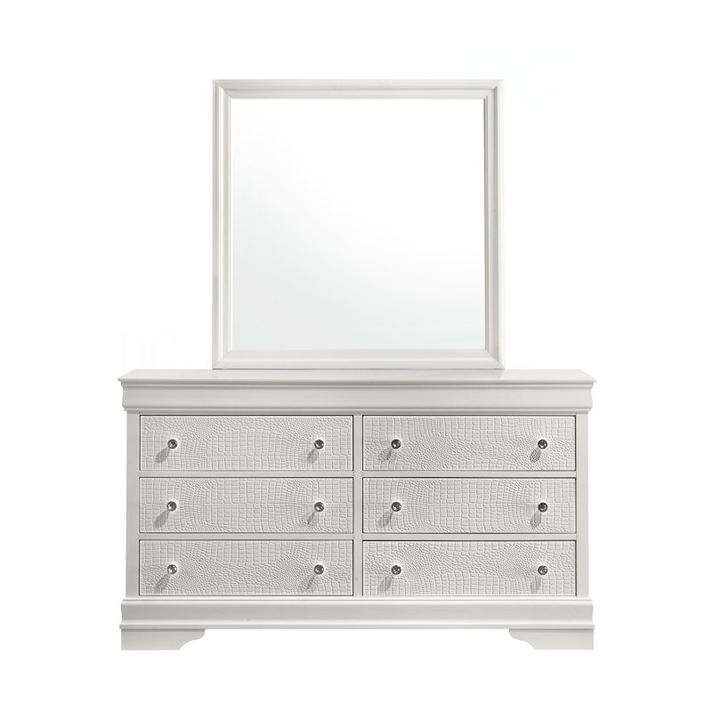Miroir Blaze de style moderne en bois blanc (seulement miroir), Blanc