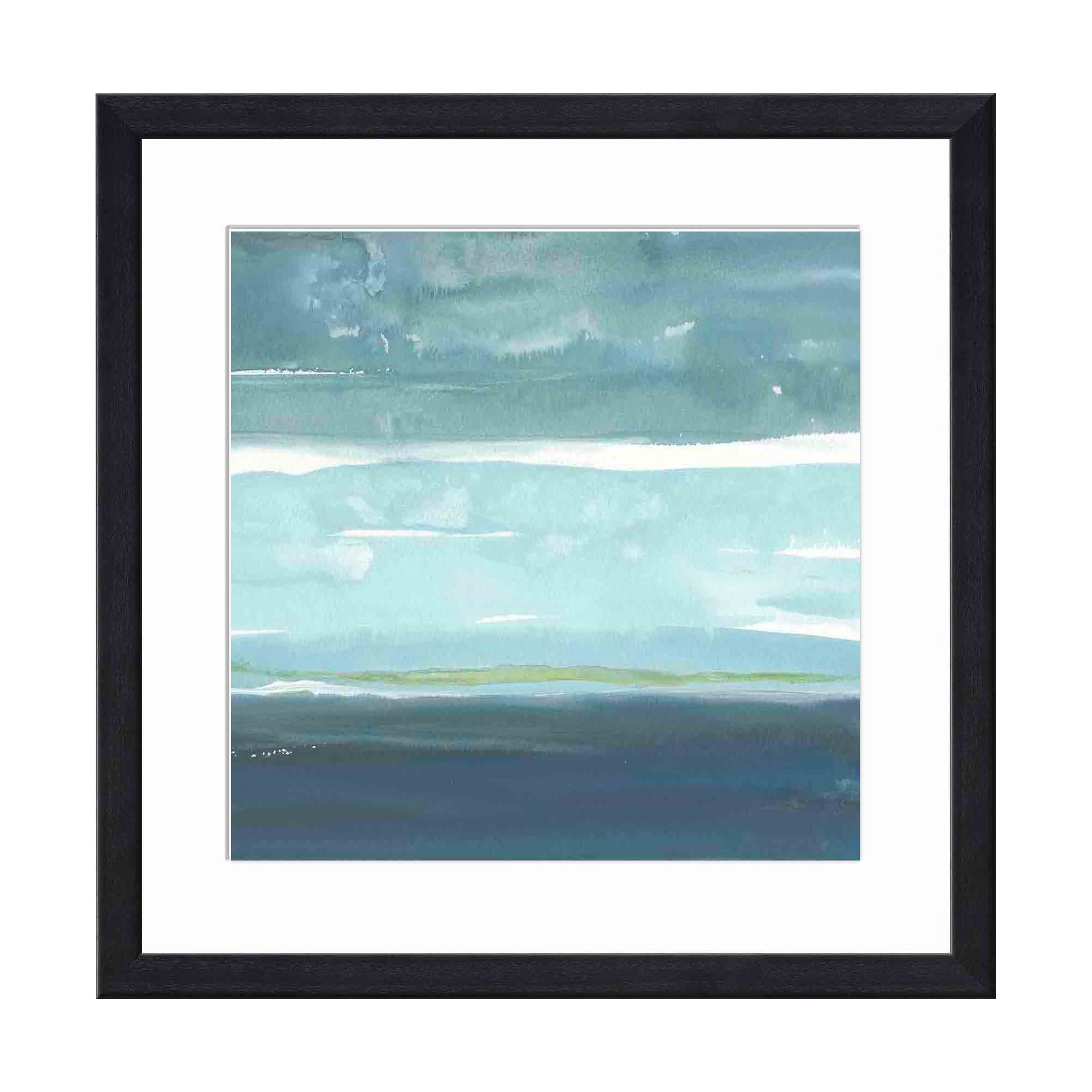 Teal Horizon II by Rob Delamater, 30"H x 30"W, Black