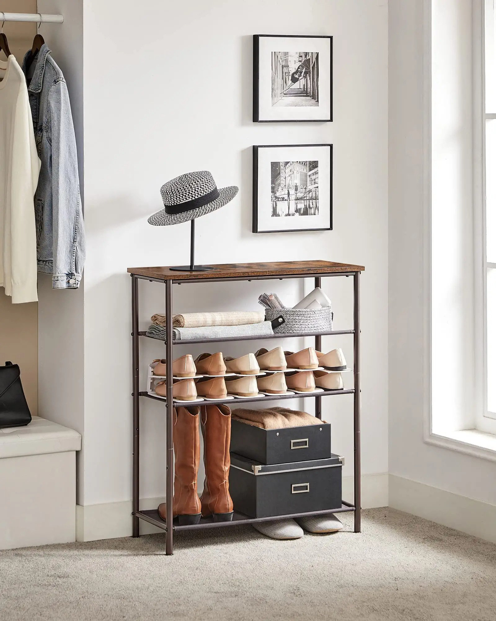 3-Tier 12 Pair Shoe Rack Rebrilliant Finish: Bronze