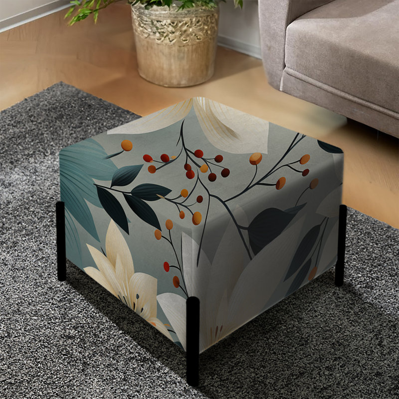 Repose-pieds carré antique floral ivoire Romance Bliss