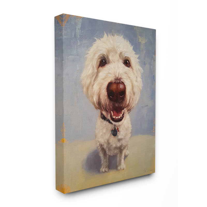 « fish eye white dog portrait reclose up », reproduction d’impression sur toile, Toile tendue, H 20 po x l 16 po x P 1,5 po
