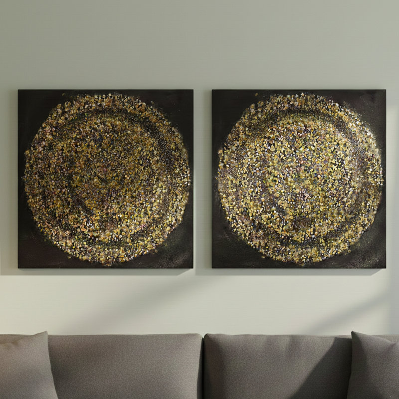 Black & Gold Abstract Wall Art for Bedroom & Living Room, Spiral Canvas Painting