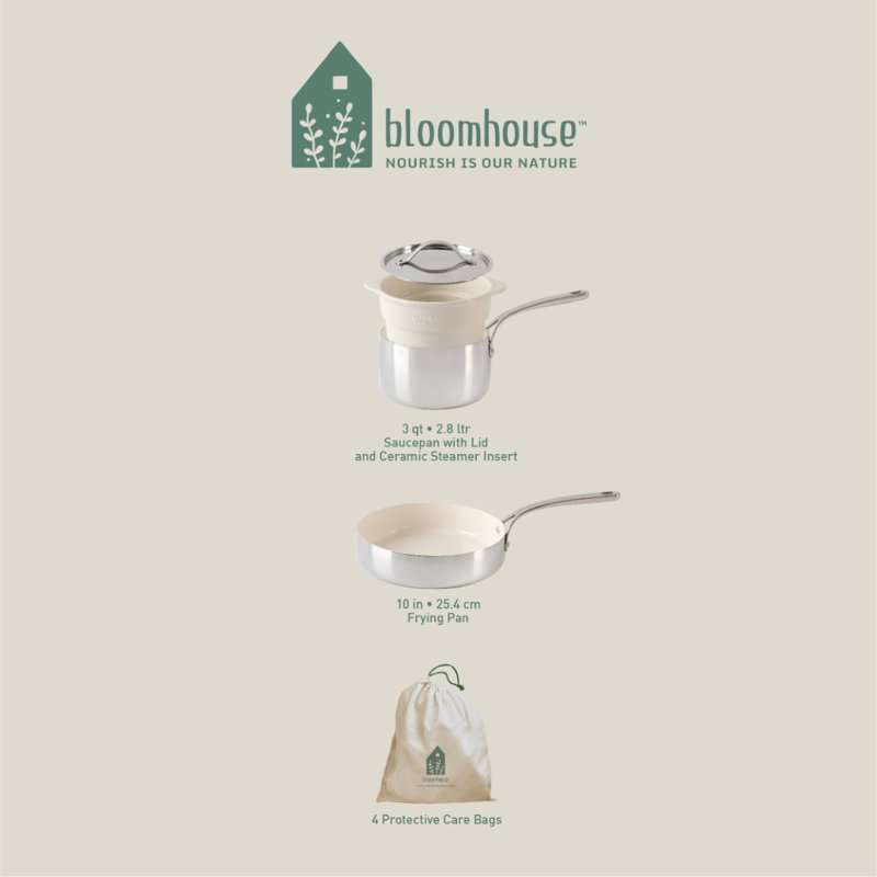 4 - Piece Non-Stick Stainless Steel (18/8) Cookware Set