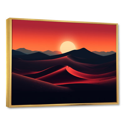 Désert, lever de soleil, horizon sur la planète Mars I - désert, art mural