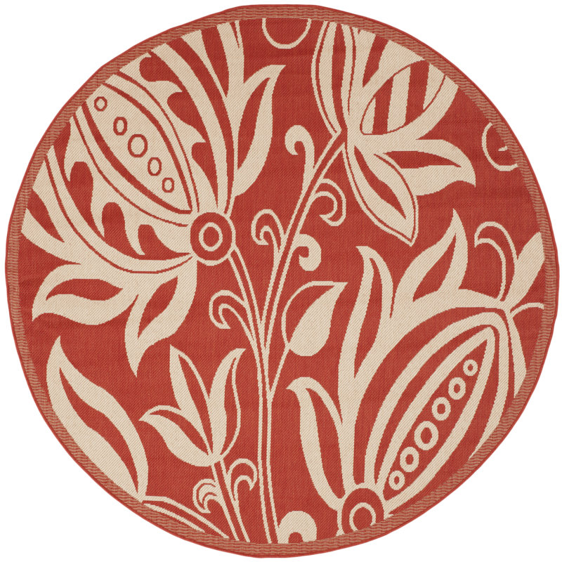 Courtyard Performance Floral Indoor/Outdoor Area Rug, Round 7'1"