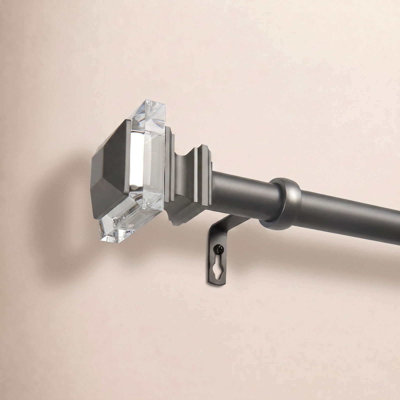 Illinois Single Curtain Rod, Gunmetal, 36" - 72" W